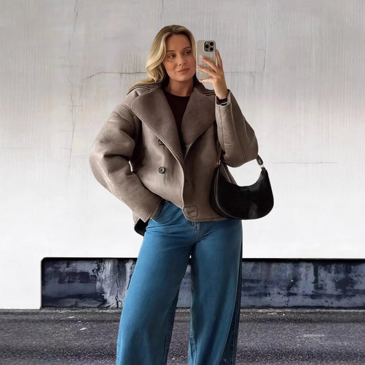 Veste Femme Vintage en Laine – Col Revers & Manches Longues