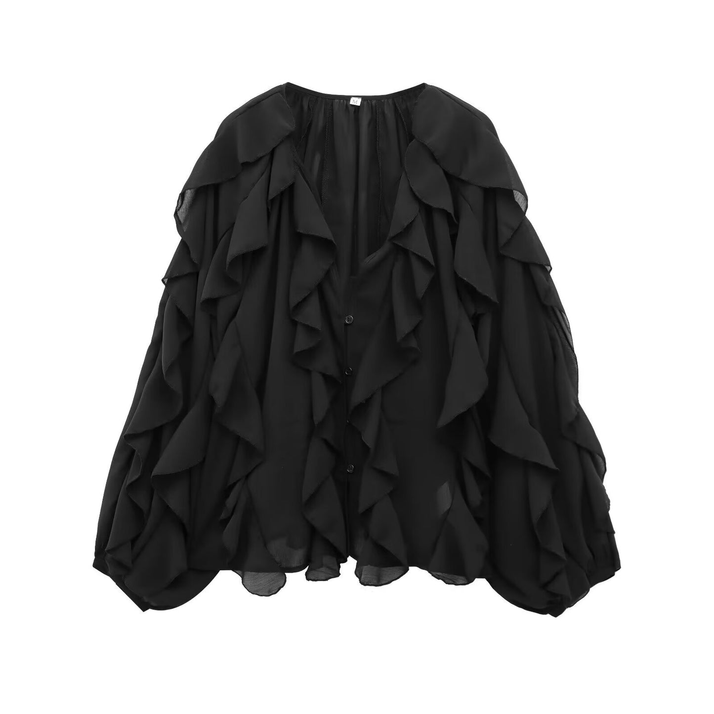 chemises à volants en maille bordeaux pour femmes, élégantes, manches longues