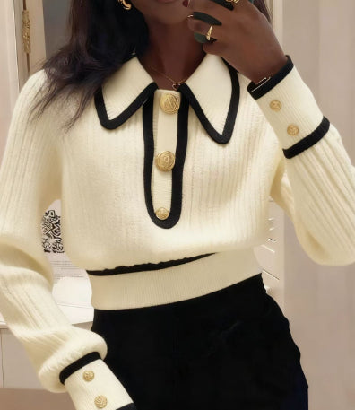 Pull rouge color-block style designer