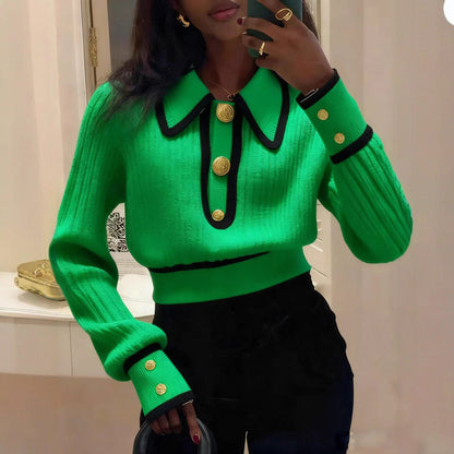 Pull rouge color-block style designer