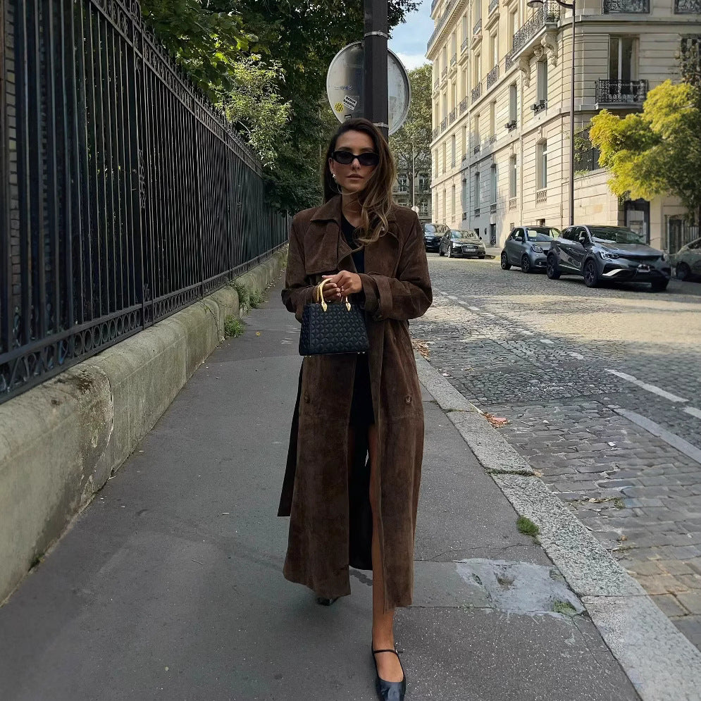 Trench-Coat Long Femme – Style Européen & Américain Chic