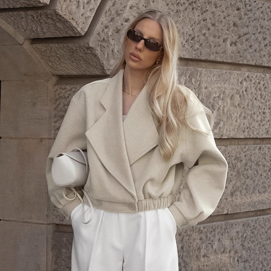 Veste Femme en Laine Élégant à Col Blazer – Idéal pour le Quotidien