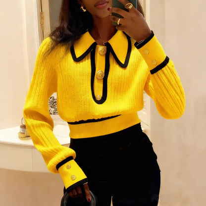 Pull rouge color-block style designer