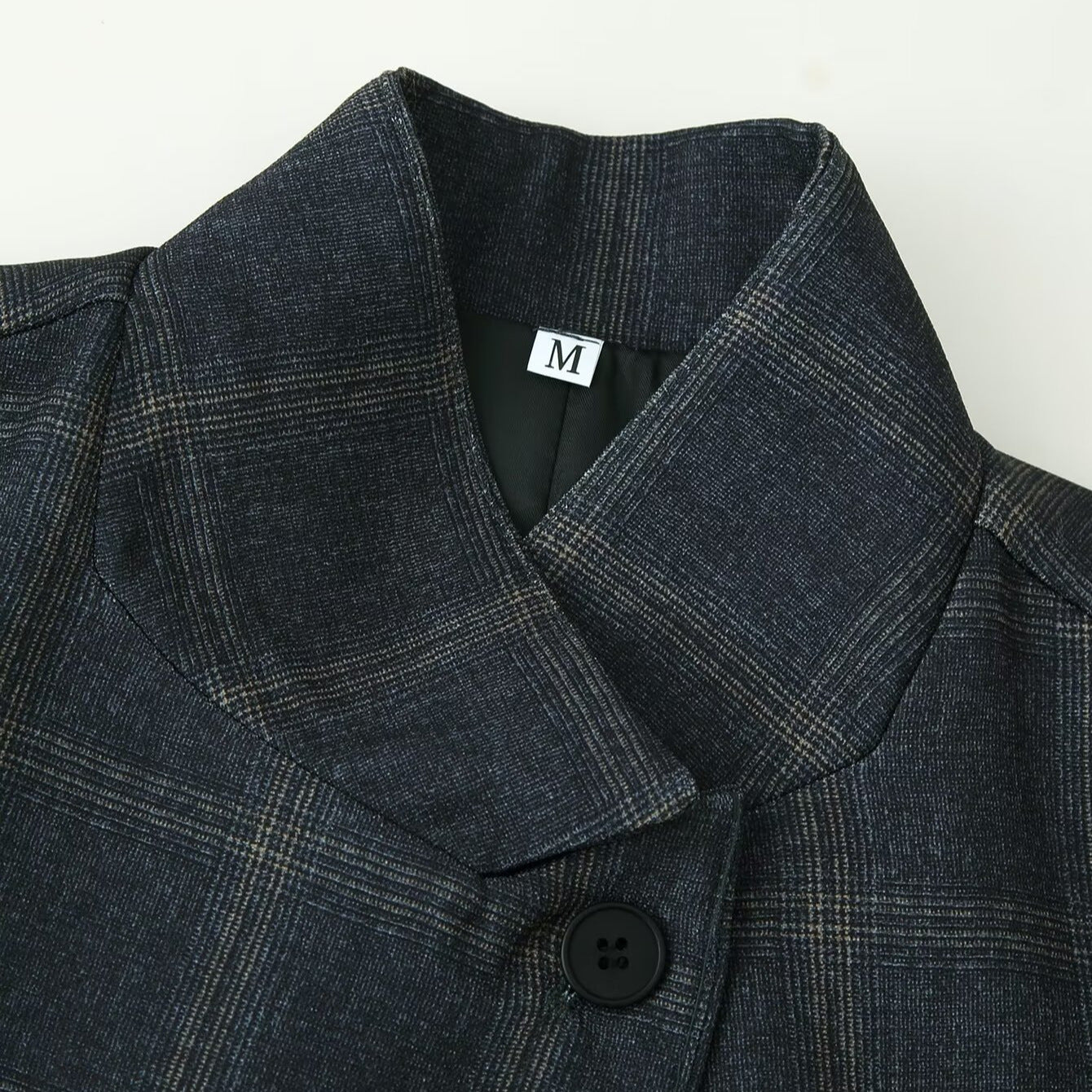 Veste Femme Élégante à Col Montant et Motif à Carreaux