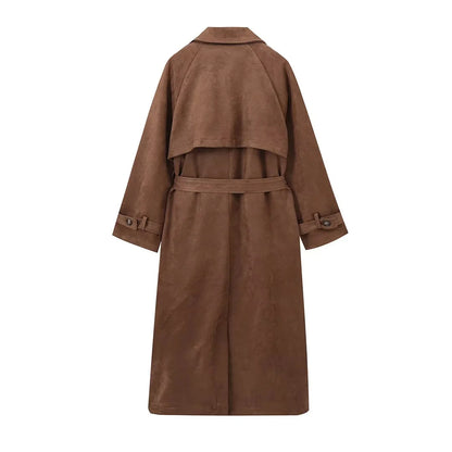 Trench-Coat Long Femme – Style Européen & Américain Chic