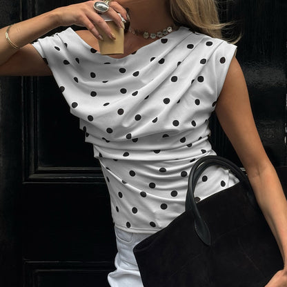 Top asymétrique polka Élégance rétro revisitée