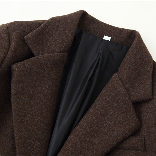Manteau veste en laine unie décontractée pour femme
