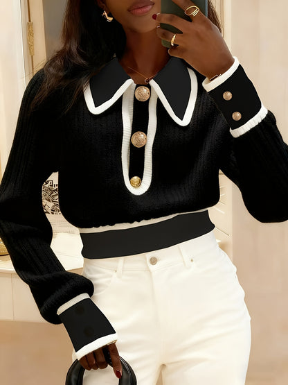 Pull rouge color-block style designer